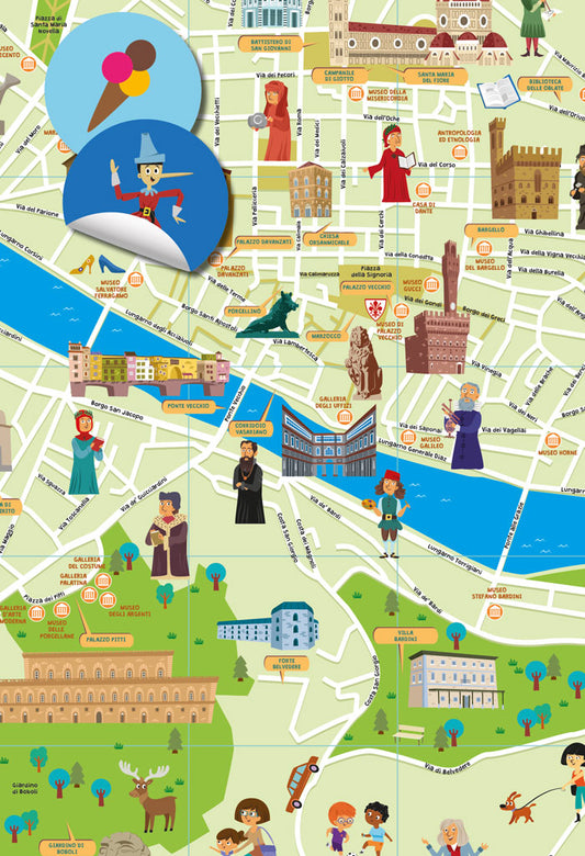 Mappa di Firenze illustrata - Italy For Kids