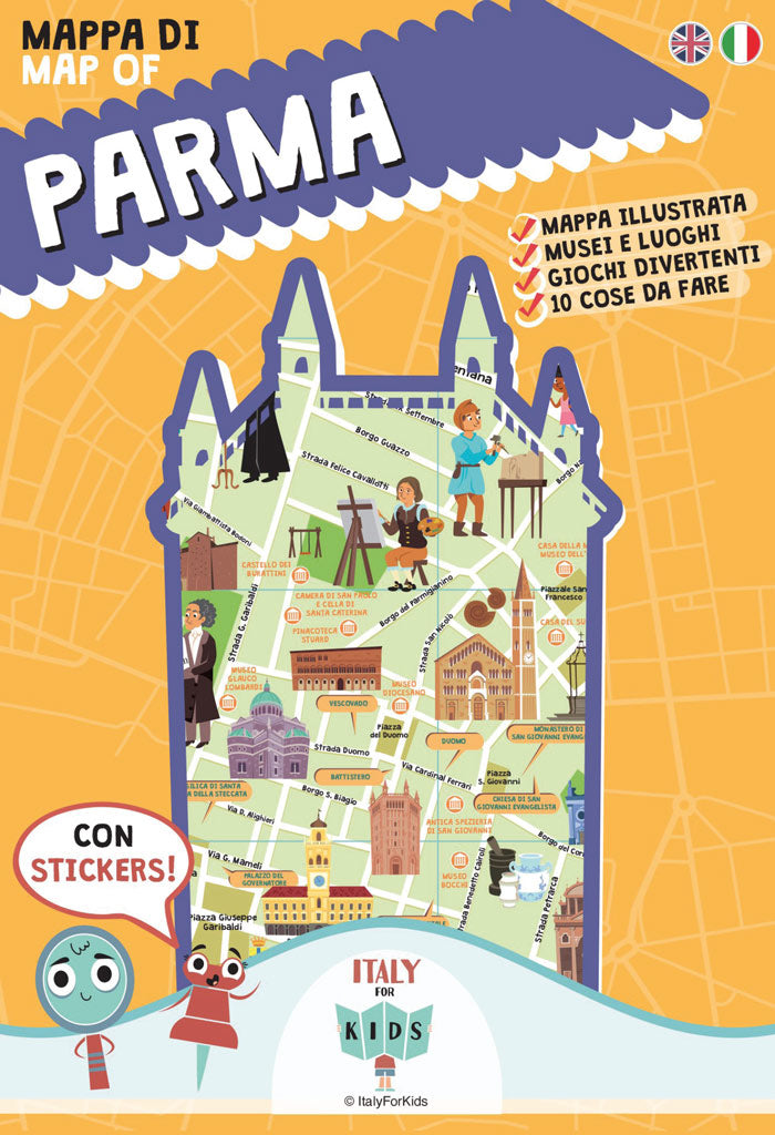Mappa di Parma illustrata - Italy For Kids