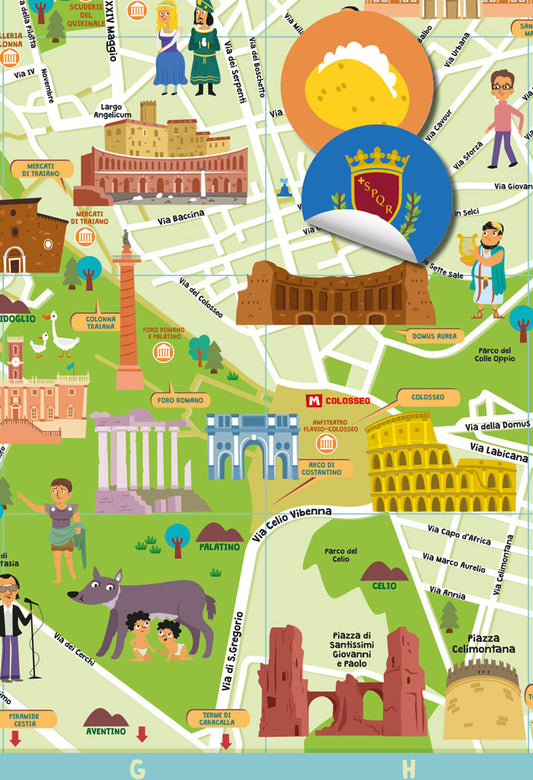 Mappa di Roma illustrata - Italy For Kids