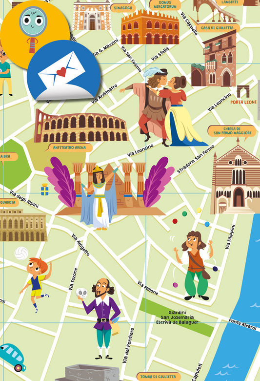 Mappa di Verona illustrata - Italy For Kids