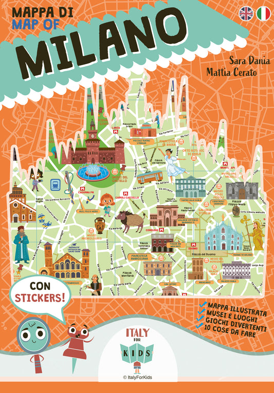 Novità! Mappa di Milano Illustrata. Con adesivi.