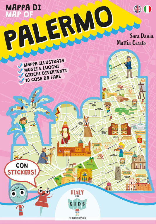 Copertina mappa di Palermo illustrata con monumenti e attrazioni per bambini"