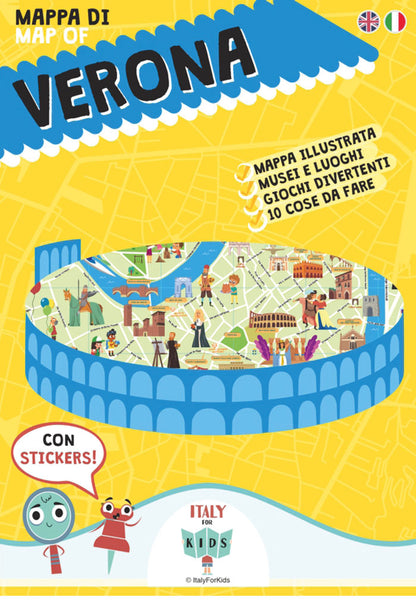 Mappa di Verona illustrata - Italy For Kids